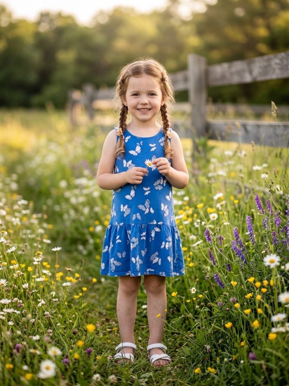 H&M Blue Butterfly Print Sleeveless Sundress